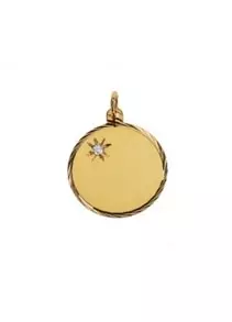 Gravyrbricka 18mm rondell facetterad med CZ 18K
