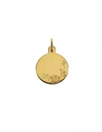 Gravyrbricka 13mm rondell med blommor 18K