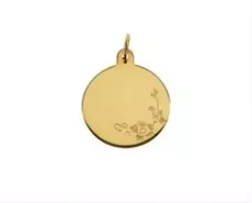 Gravyrbricka 16mm rondell med blomma 18K