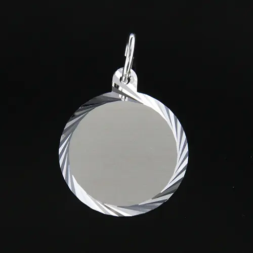 Gravyrbricka 16mm rondell facetterad Silver