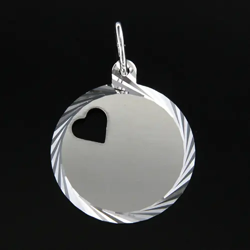 Gravyrbricka 18mm rondell facceterad hjärta Silver