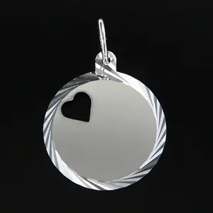 Gravyrbricka 18mm rondell facceterad hjärta Silver