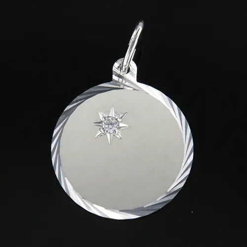 Gravyrbricka 18mm rondell facetterad med cz Silver
