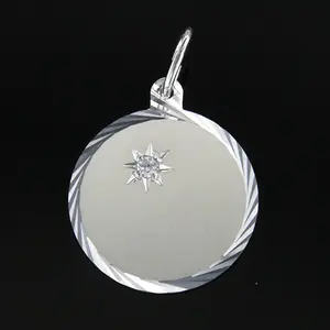Gravyrbricka 18mm rondell facetterad med cz Silver