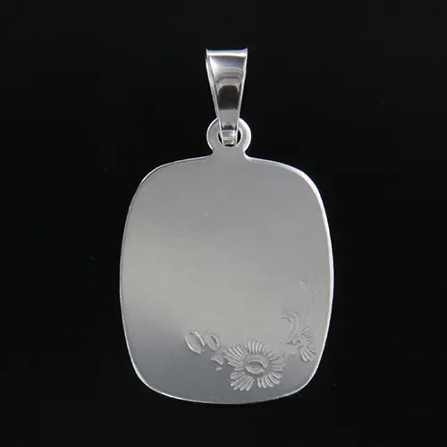 Gravyrbricka 18x15mm blommor Silver