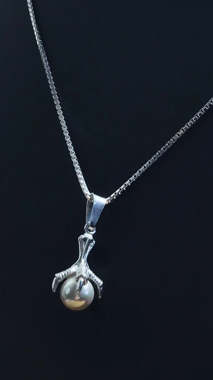Fågelklo med pärla silver 9250041H