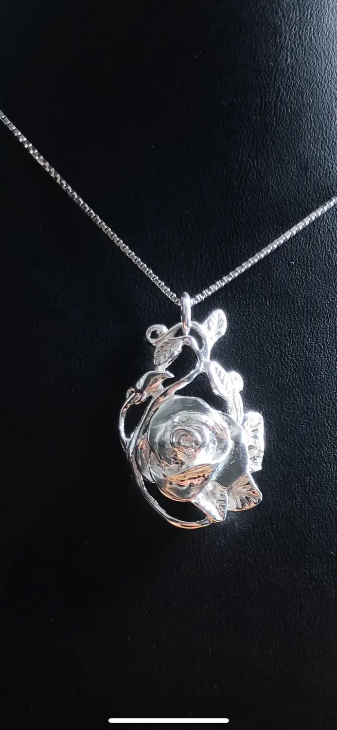 Ros med blad silver 9251660H