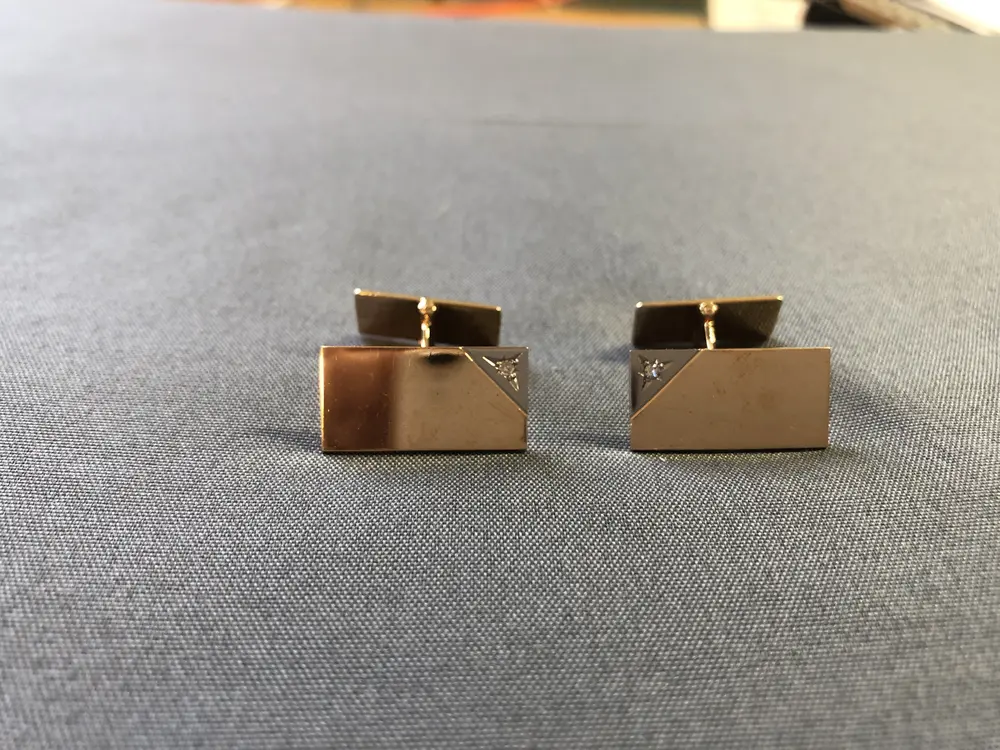 Manschettknappar m sten 12,5gr 18K röd/vitguld