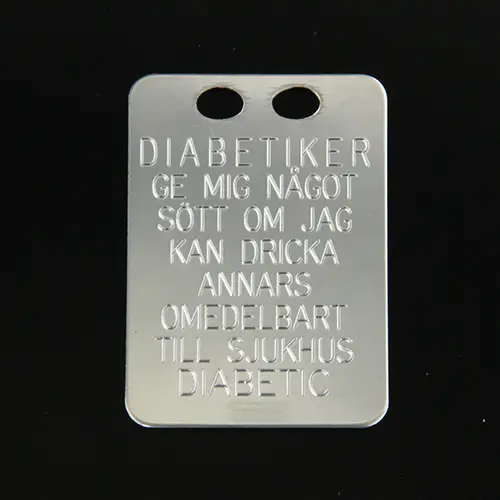 Diabetesbricka 19x27mm Silver