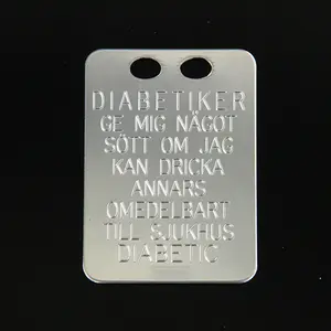 Diabetesbricka 19x27mm Silver