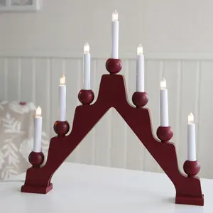 Ljusstake Emma 7 lampor, mörkröd
