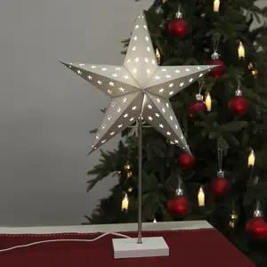 Pappersstjärna Leo 43cm på fot, silver
