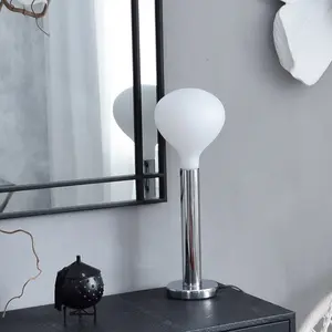 Lampfot E27 Glans hög krom 1,8m sladd, svart