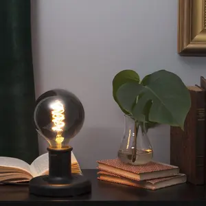 Lampfot E27 JoJo trä svart, 1,8m textilsladd