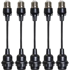 Förlängningskabel E27 22 cm 5-pack Connecta, svart