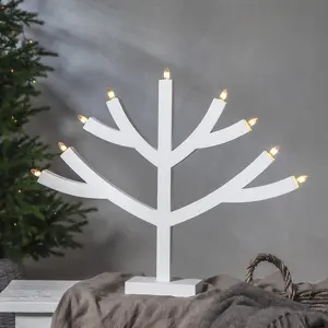 Ljusstake Grene 9 lampor, vit