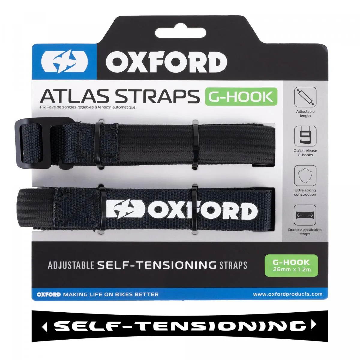Produkt bilder Oxford Atlas G Hook 26mm X 1.2m Svart Pair