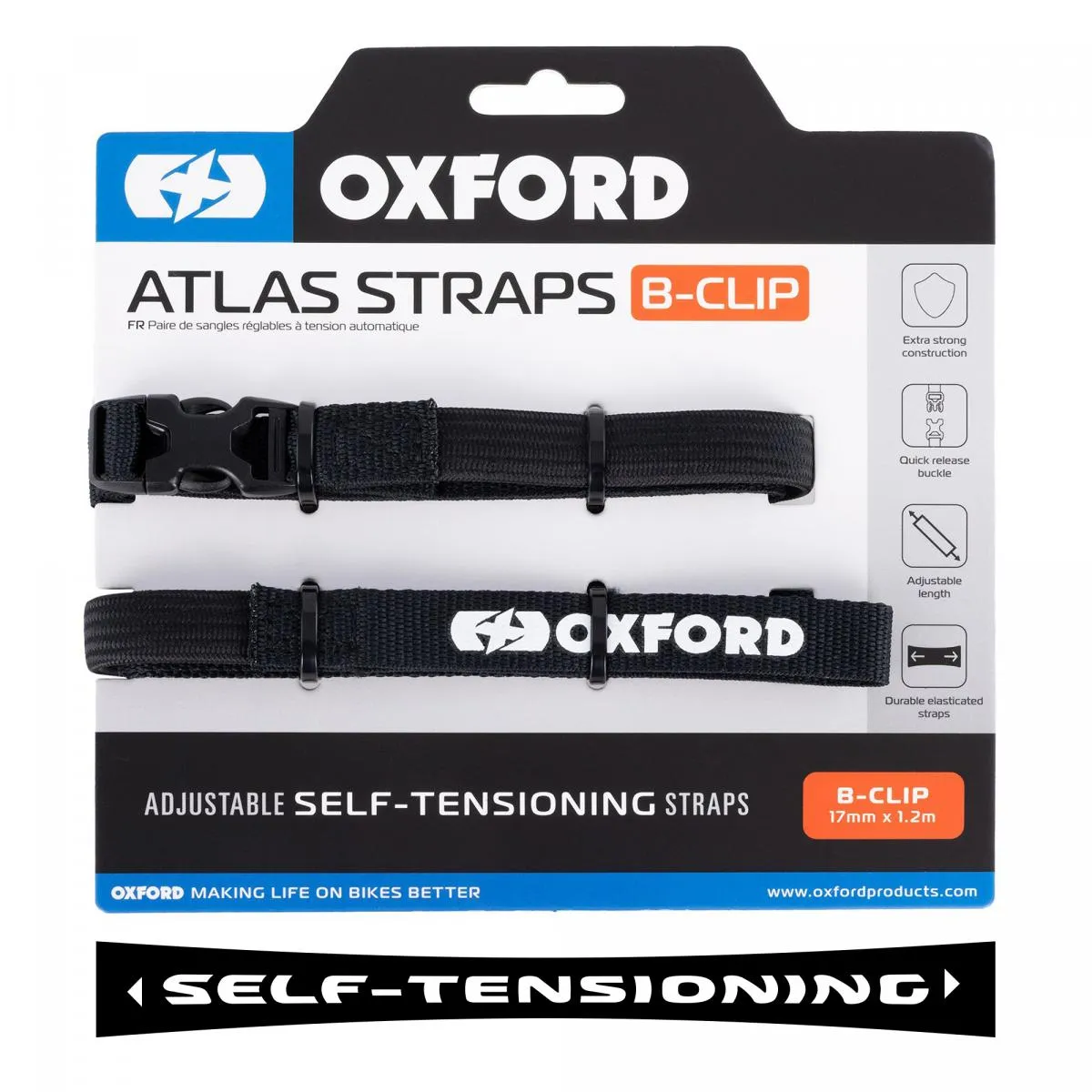 Produkt bilder Oxford Atlas B Clip 17mm X 1.2m Svart Pair