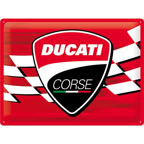 Produkt bilder Metallskylt Ducati Corse - Logo Racing Flag 30x40cm
