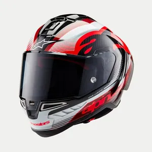 Alpinestars Supertech R10 Team Svart/Carb/Röd/Vit Carbon Racinghjälm